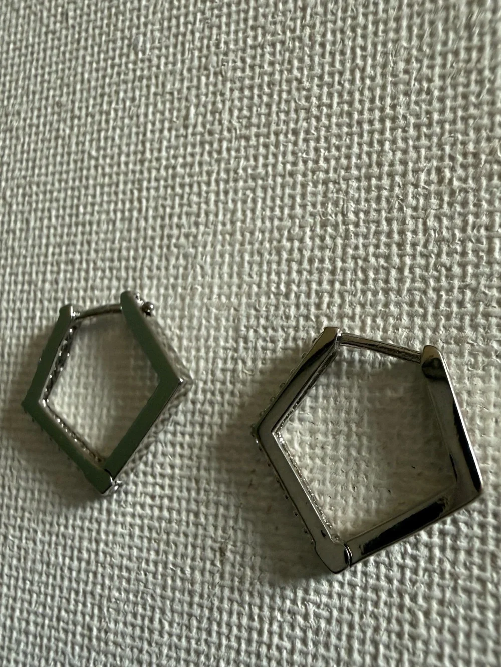 NEW Nordstrom Silver Geometric Hexagon Hoop Earrings